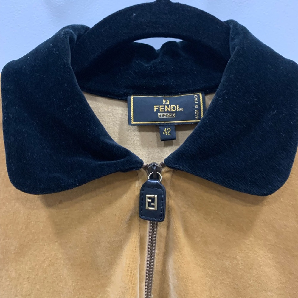 Vintage Archive Fendi Pullover Polo Velour Logo Top 8 42 - Picture 4 of 14